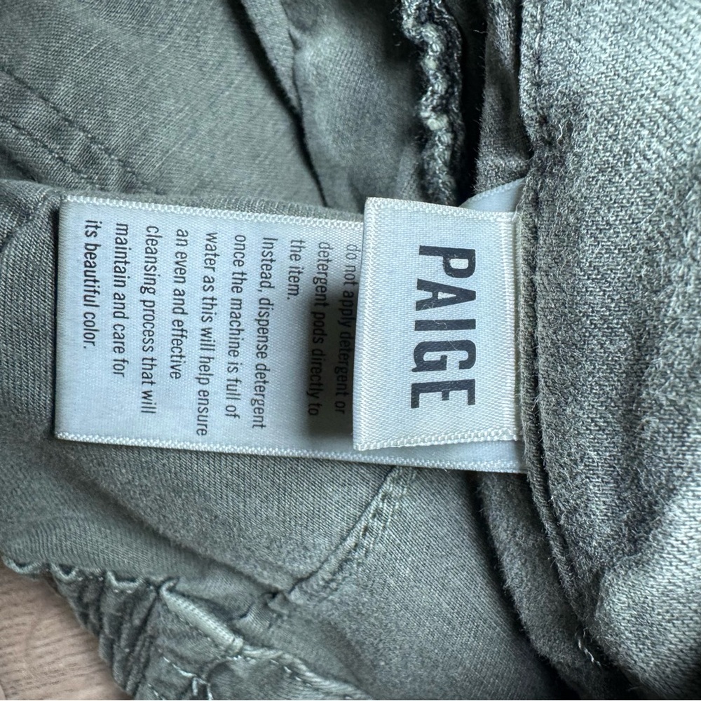 PAIGE Christy Shorts Women’s Size 28 Olive Green Elastic Back Drawstring Cuffed - Picture 8 of 12